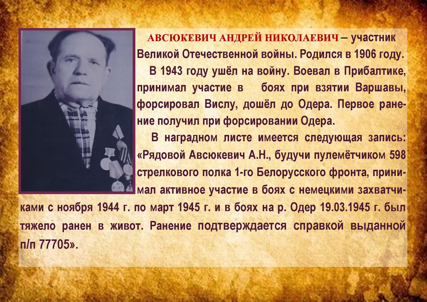 АВСЮКЕВИЧ АНДРЕЙ НИКОЛАЕВИЧ