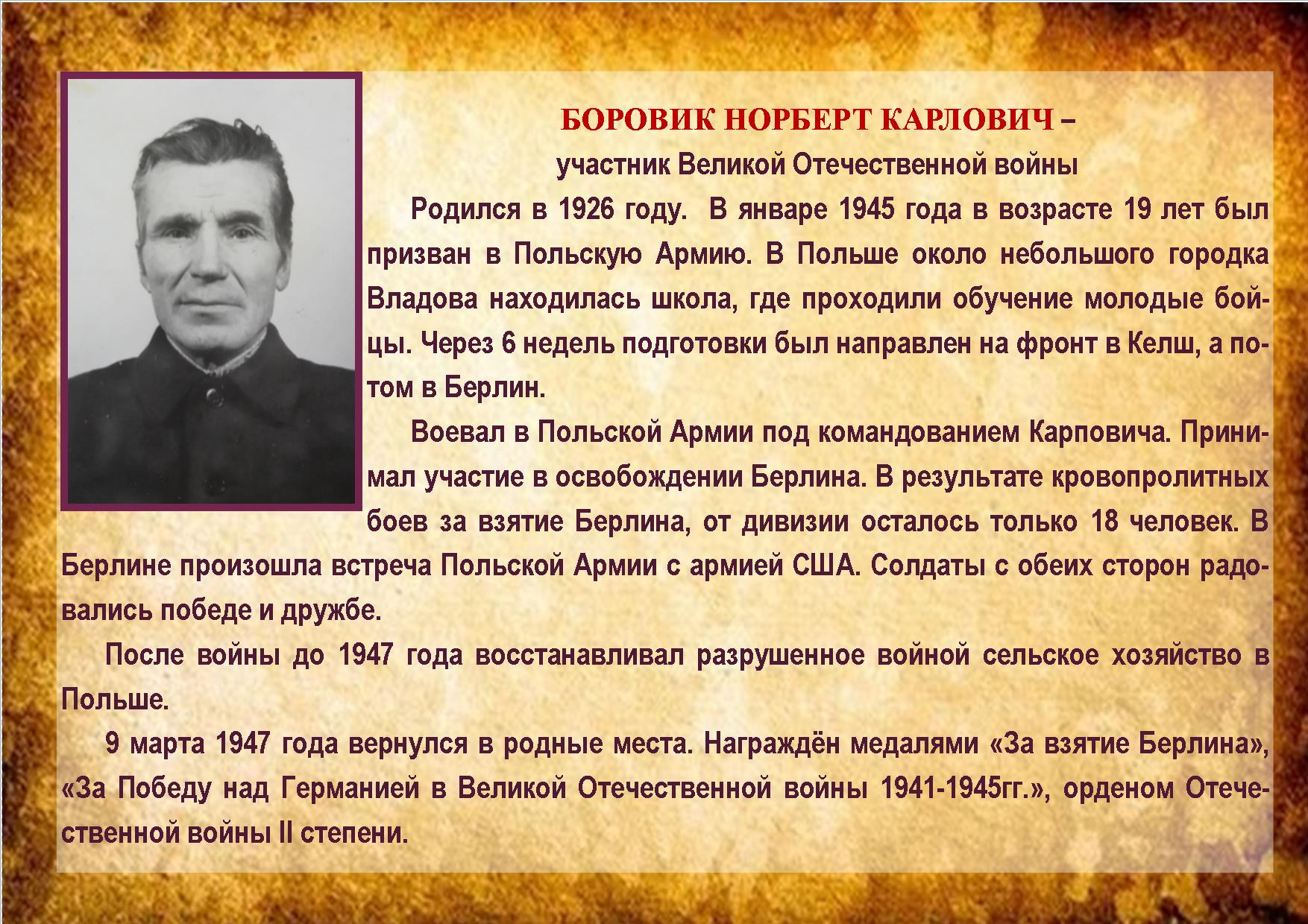 БОРОВИК НОРБЕРТ КАРЛОВИЧ 