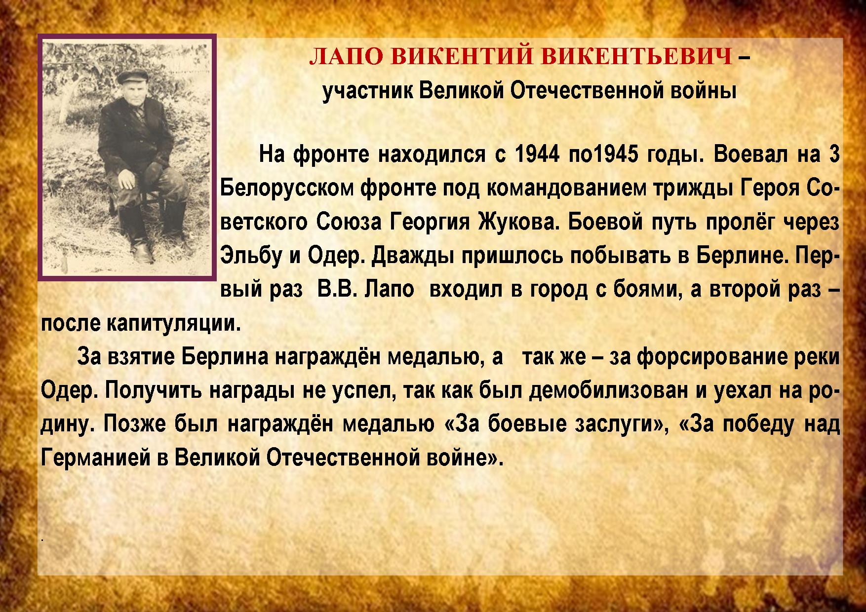 ЛАПО ВИКЕНТИЙ ВИКЕНТЬЕВИЧ 
