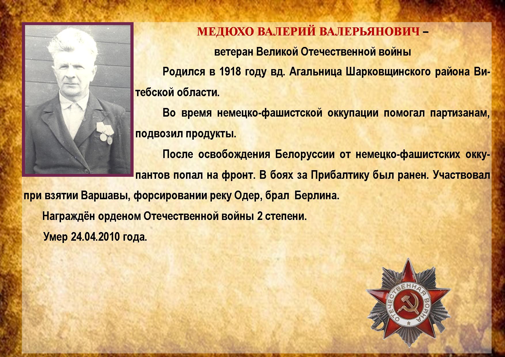 МЕДЮХО ВАЛЕРИЙ ВАЛЕРЬЯНОВИЧ 